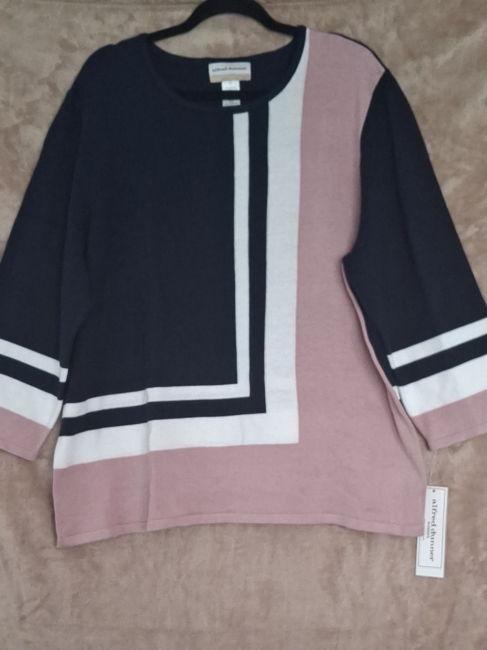 Alfred Dunner Navy, Blush & White Colorblock Knit Top